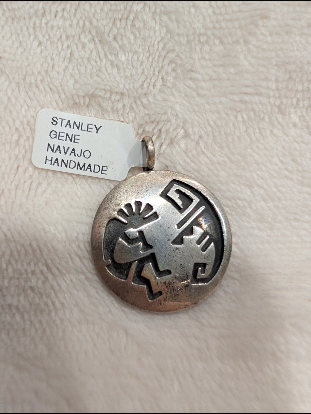 Navajo Made Silver Kokopelli Pendant Necklace
